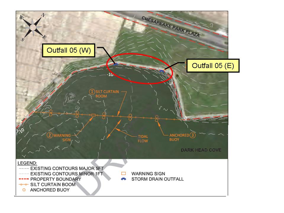 Outfall locations in Dark Head Cove