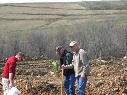Photo of Land Reclamation Committee members planting trees 