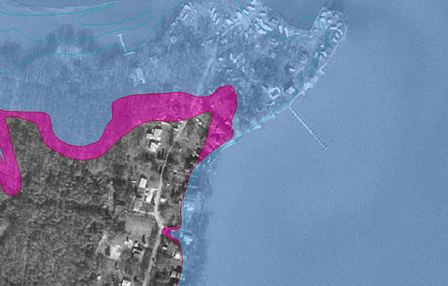 Overlay on an existing map to indicate floodplain areas