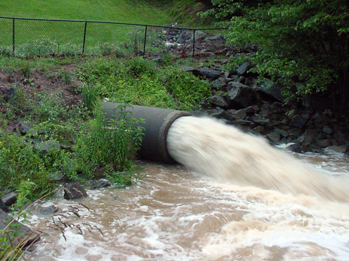 Floodwater Needwood Lake Dam is contained then discharged through this pipe