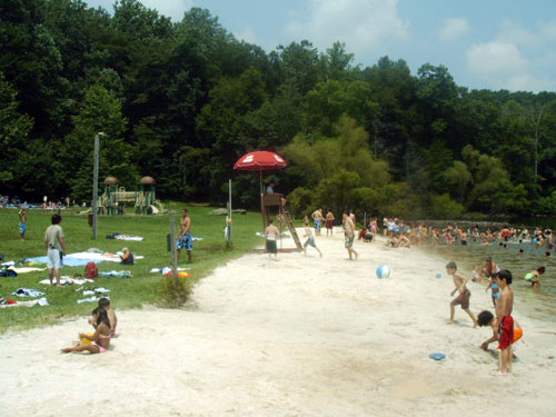 The beach at Cunningham Falls State Park, in the Catoctin Mountains in Frederick County.