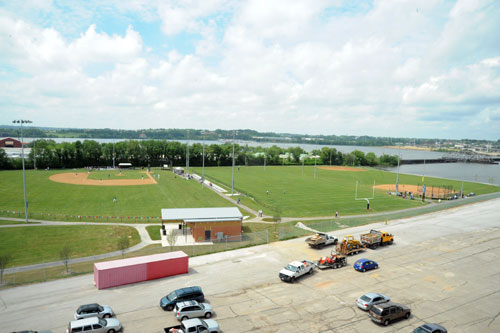 The reopened Swann Park. In the foreground is the site of the former Allied Chemical Race Street plant that was the source of arsenic contamination at the park.