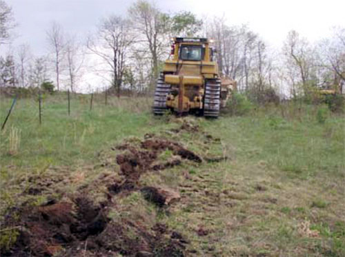 A dozer rips the site to make it more suitable for planting.