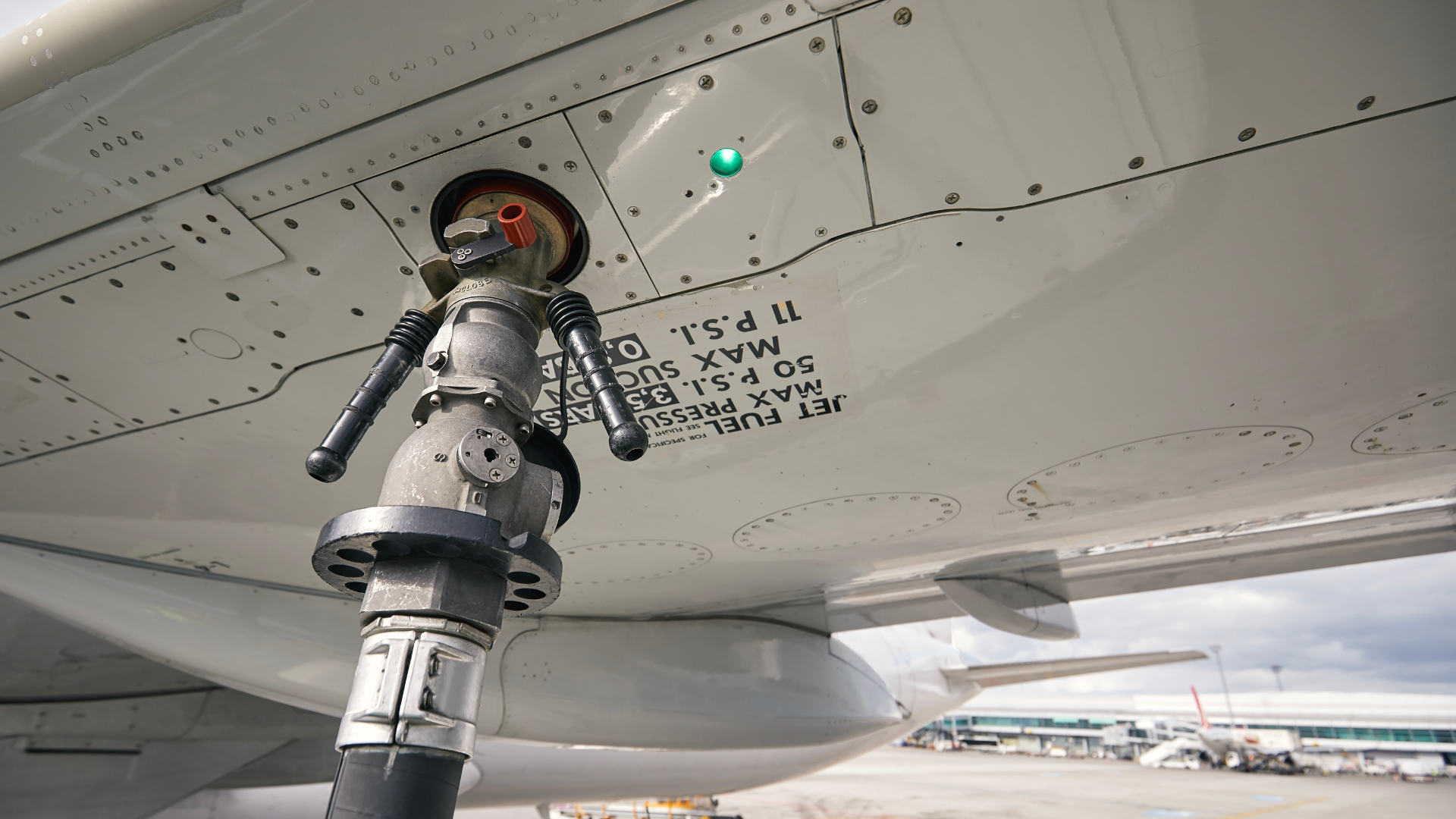 Picture of Jet Fuel being pumped into Jet