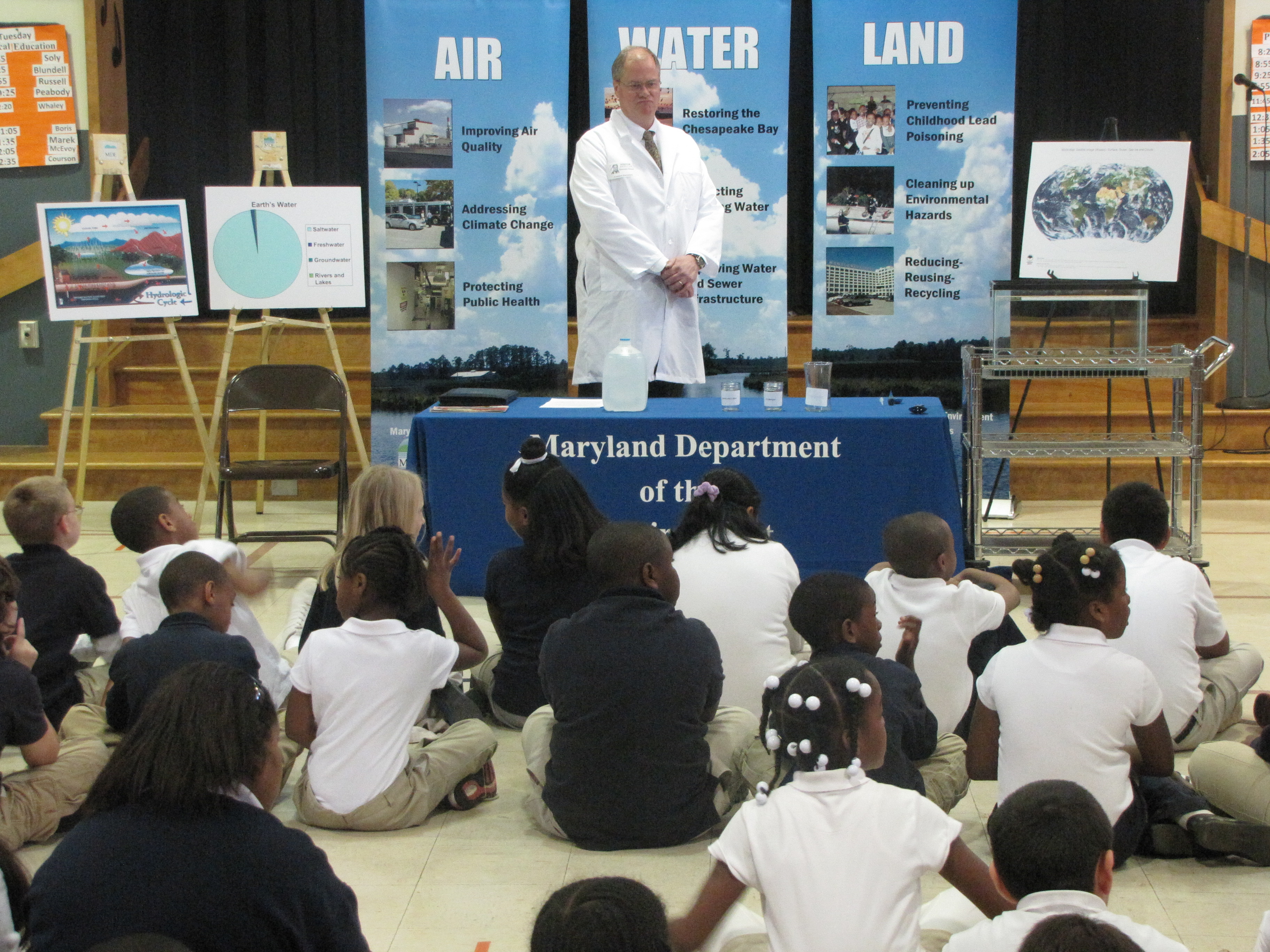 Secretary Summers takes questions from Eastport Elementary students