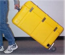 Yellow case for radiation testing device