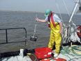 Dredging to collect sediment samples