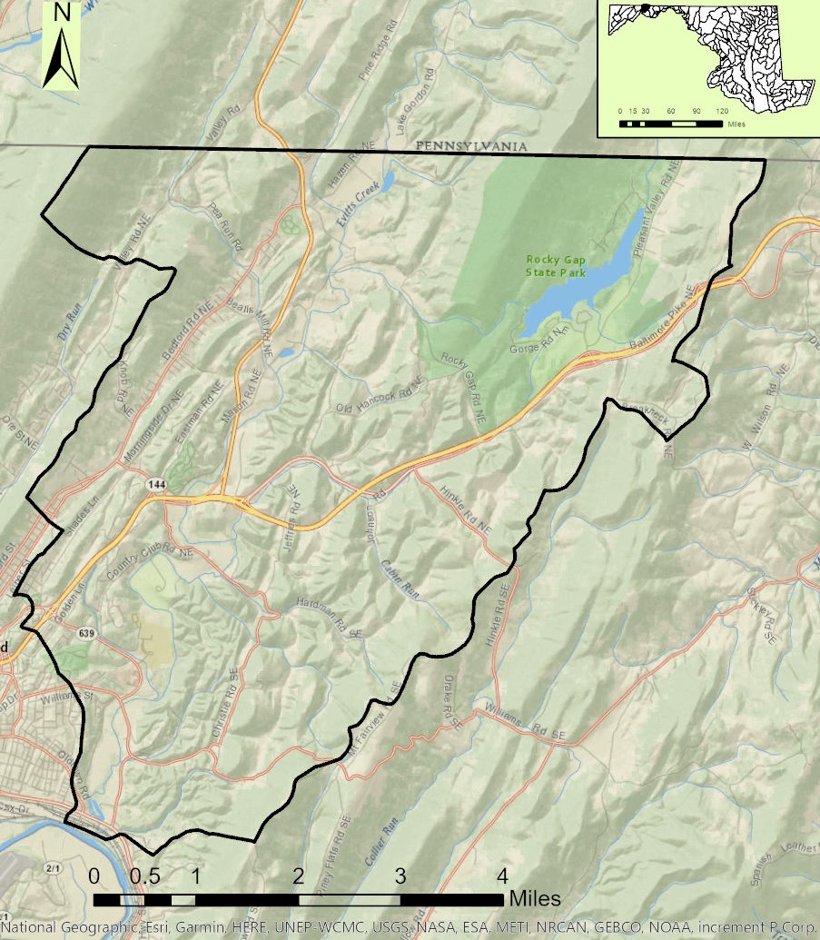 Map of the Evitts Creek Watershed