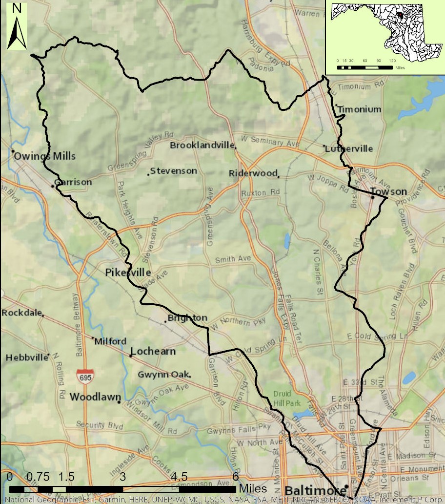 Map of the Jones Falls Watershed