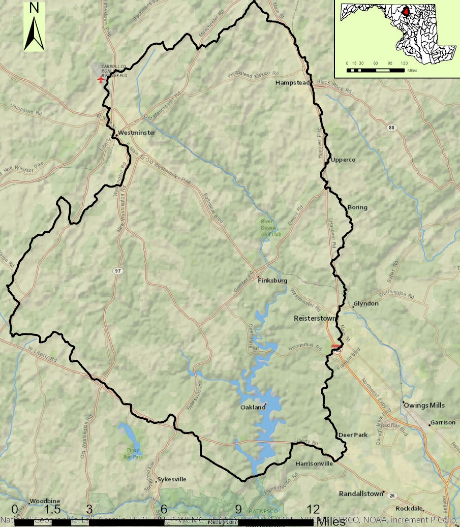 Map of the Liberty Reservoir Watershed