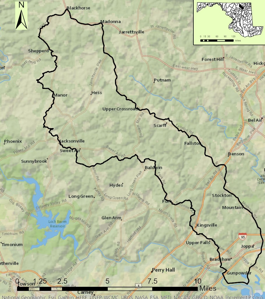 Map of the Little Gunpowder Falls Watershed