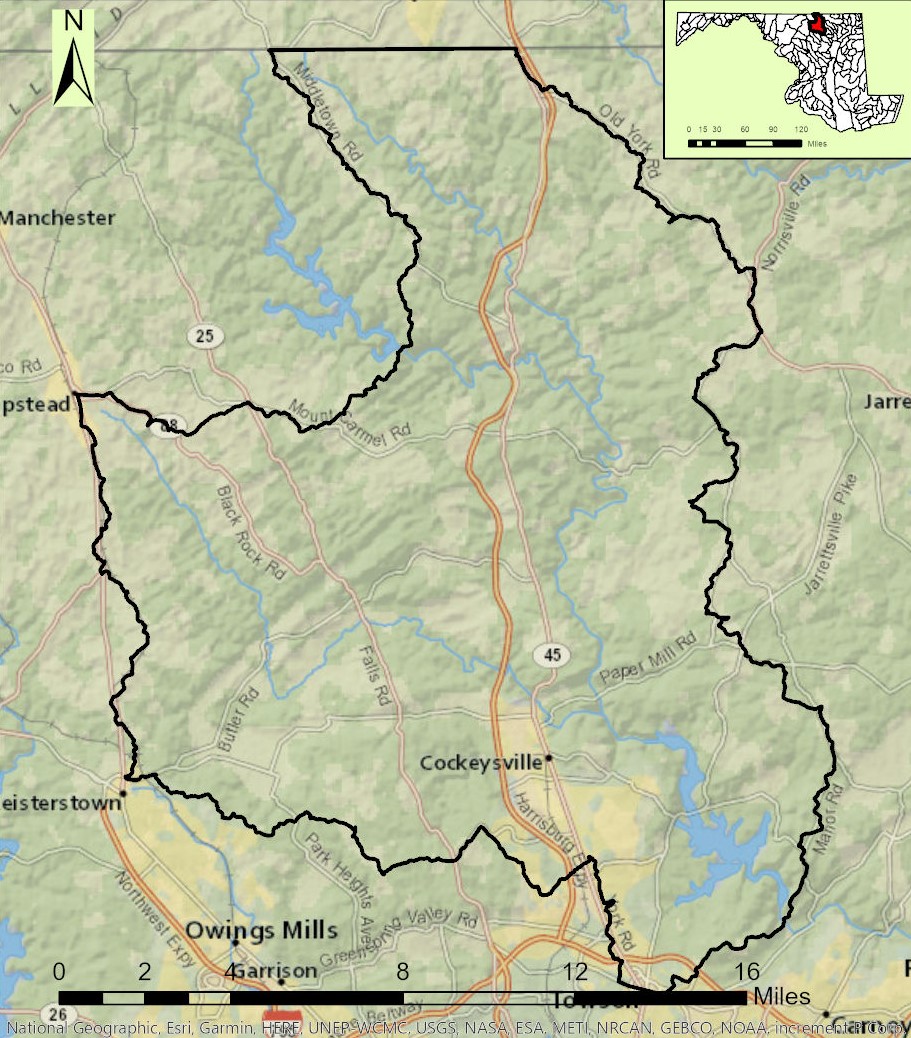 Map of the Loch Raven Reservoir Watershed