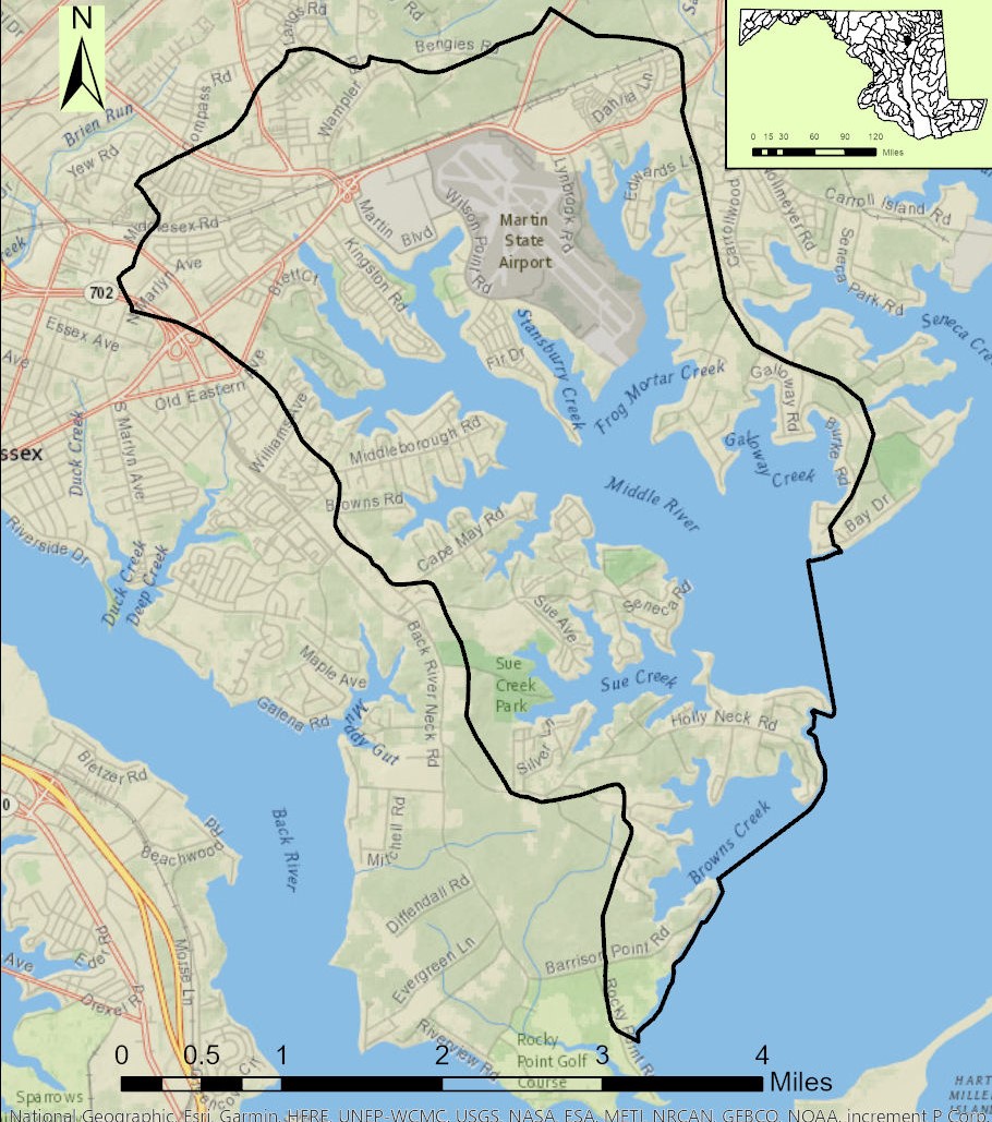 Map of the Middle River Watershed