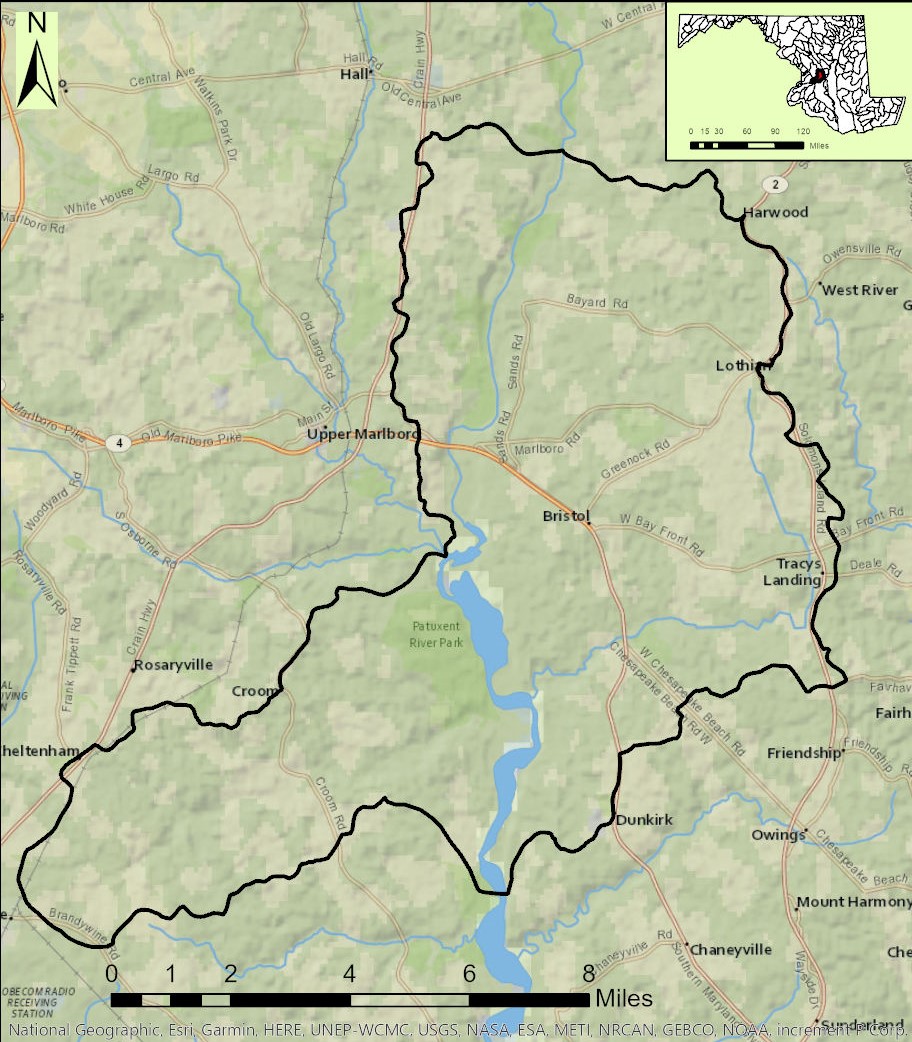 Map of the Patuxent River Middle Watershed