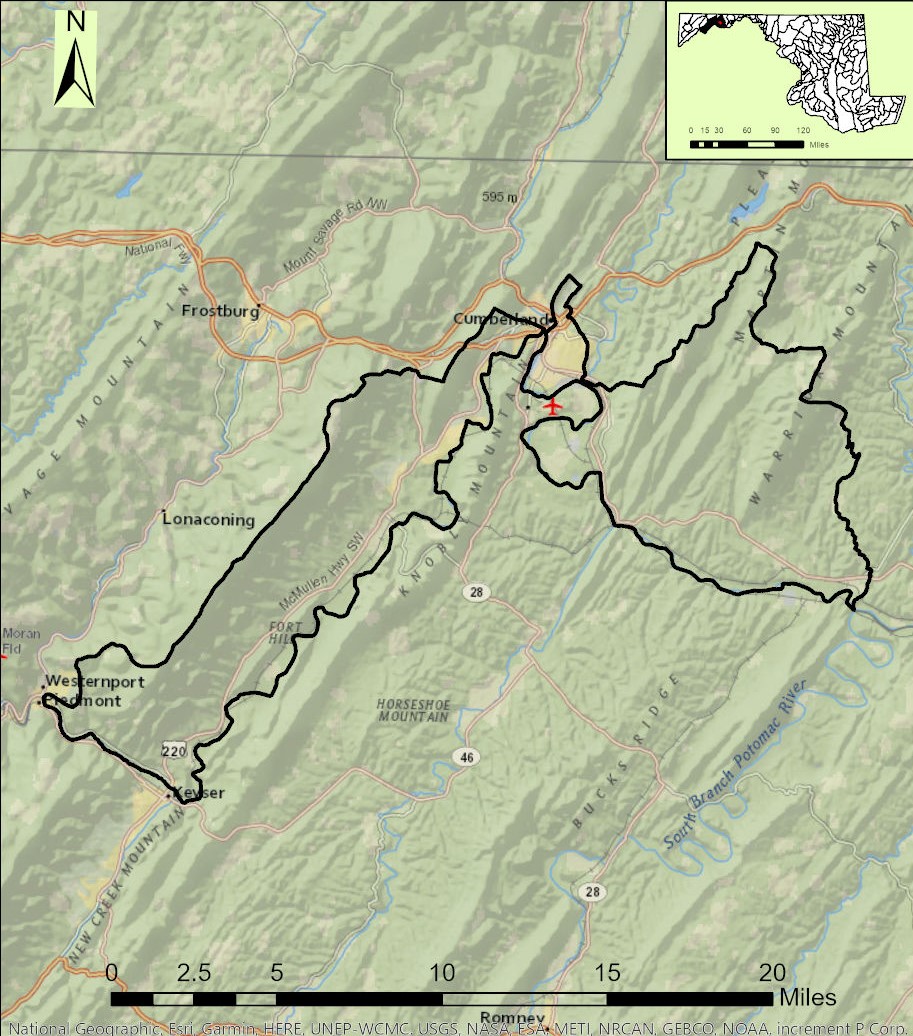 Map of the Potomac River Lower North Branch Watershed