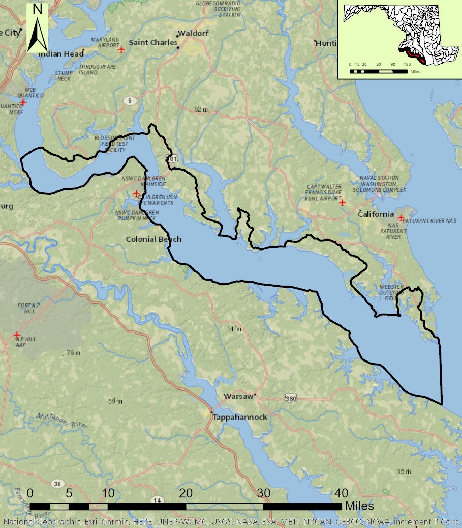 Map of the Potomac River Lower Tidal