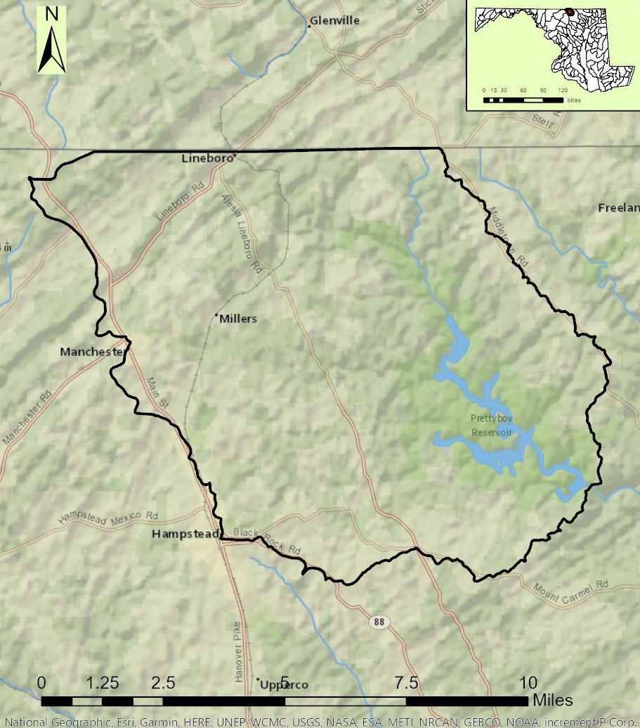 Map of the Prettyboy Reservoir Watershed