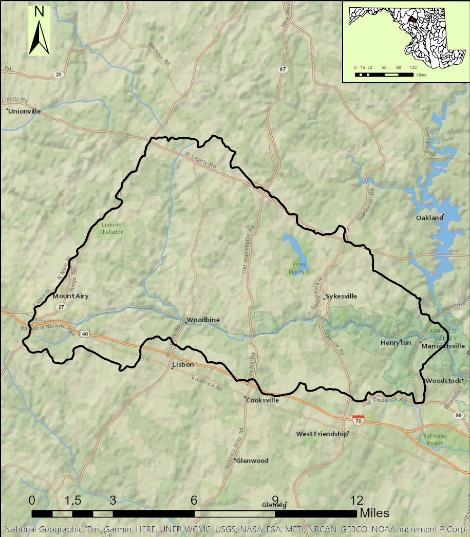 Map of the South Branch of the Patapsco River