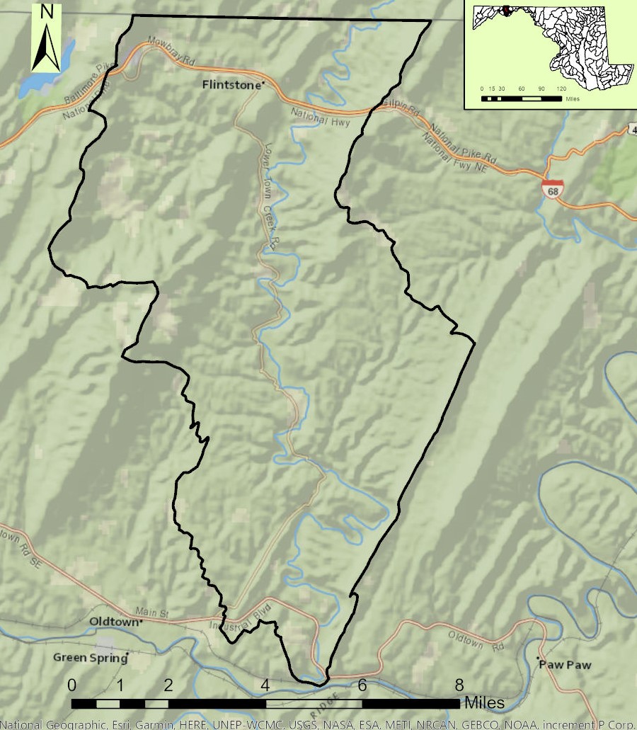 Map of the Town Creek Watershed