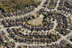 Areal view of a residential subdivision